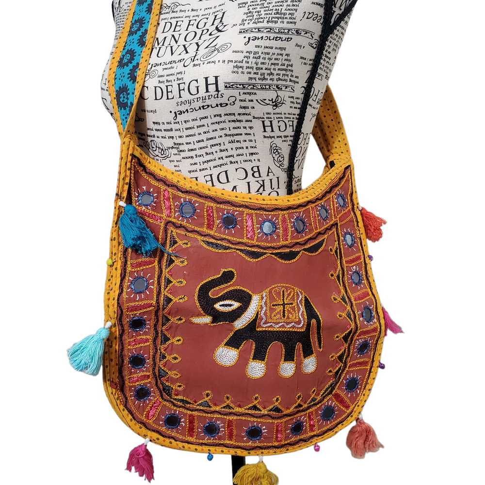 Embroidered Elephant Crossbody Bag - Multicolor